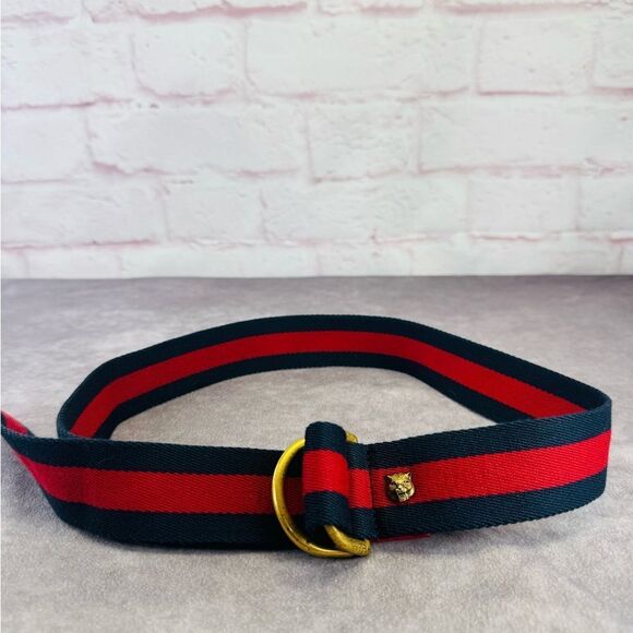 Authentic Gucci Web Feline D Ring Adjustable Belt 453271 90/36 - Picture 1 of 7